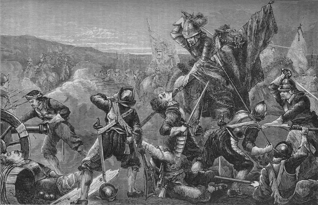 Slaget vid Naseby, 14 juni 1645, c1880 av Unbekannt