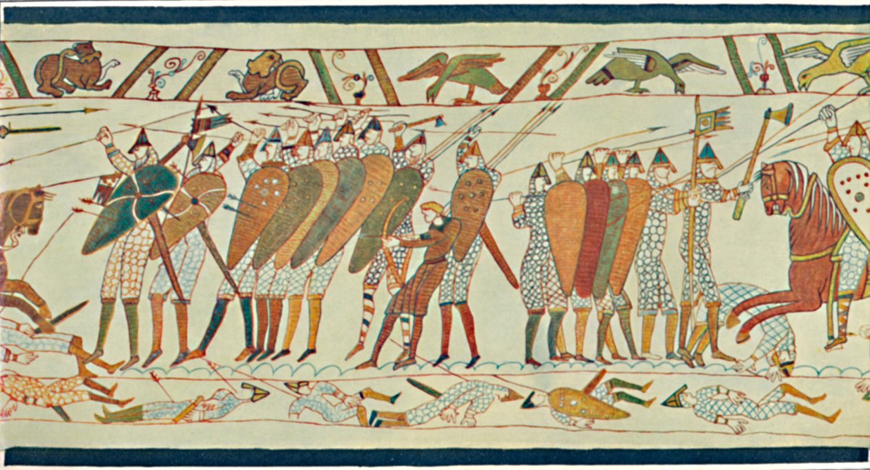 Början av slaget vid Senlac Bayeux Tapestry, c1400-talet, 1902 av Unbekannt