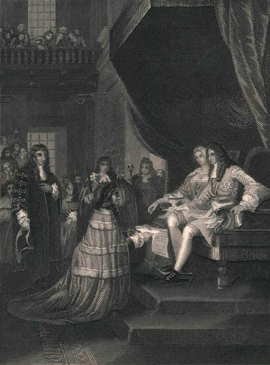 The Bill of Rights presenterad för William och Mary, 1689, mitten av 1800-talet. av Unbekannt