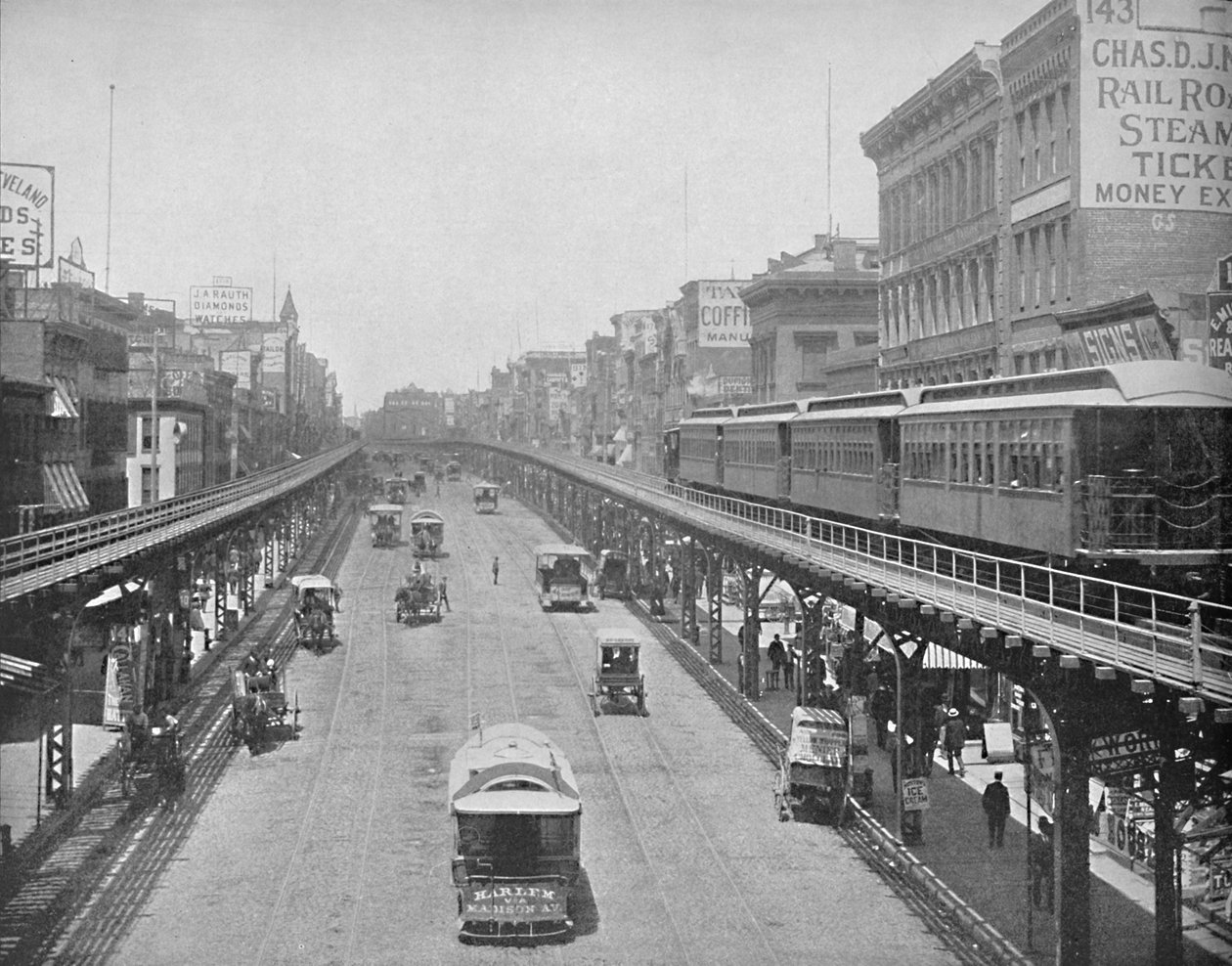 The Bowery, blickande norrut, New York, c1897. av Unbekannt