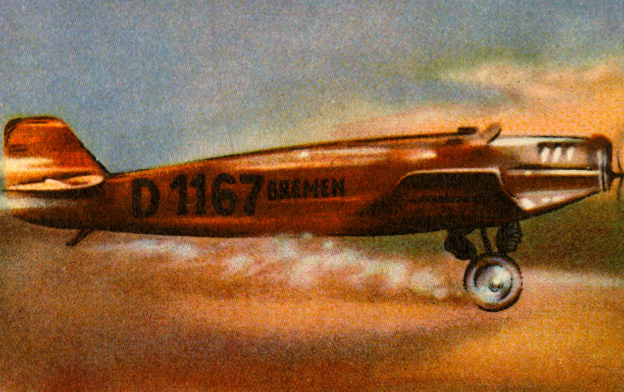 Bremen Junkers W 33 lämnar Baldonnel Aerodrome, Irland, 12 april 1928, 1932. av Unbekannt