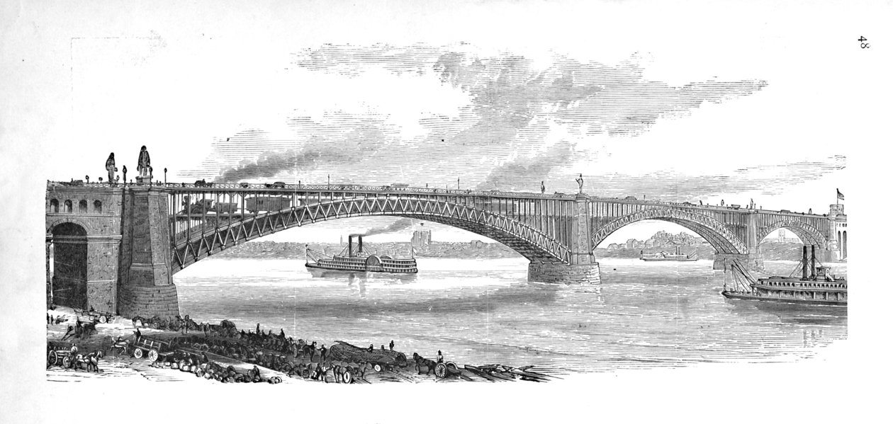Bron över Mississippi vid St. Louis, 1883 av Unbekannt