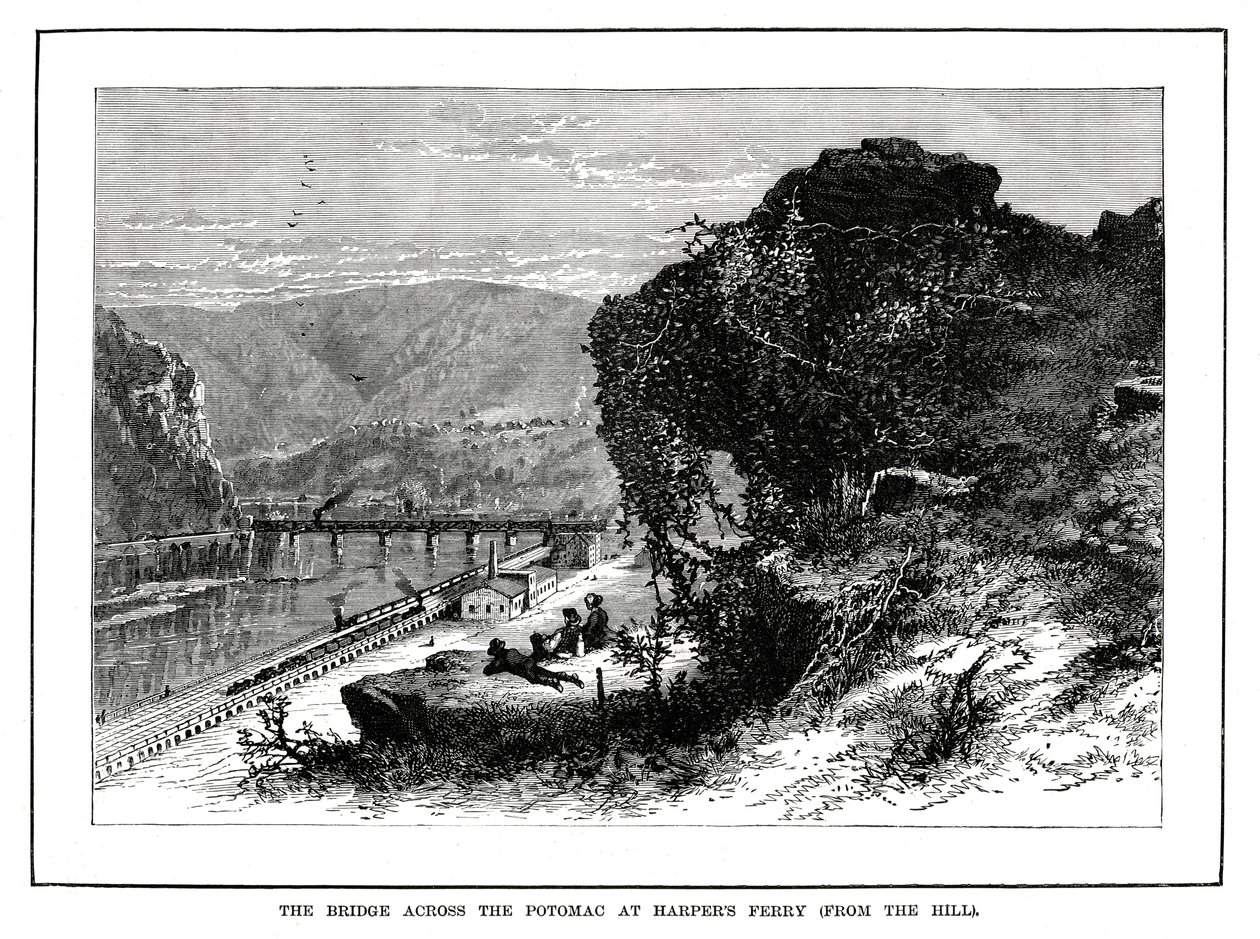 Bron över Potomac vid Harpers Ferry, West Virginia, USA, 1877 av Unbekannt
