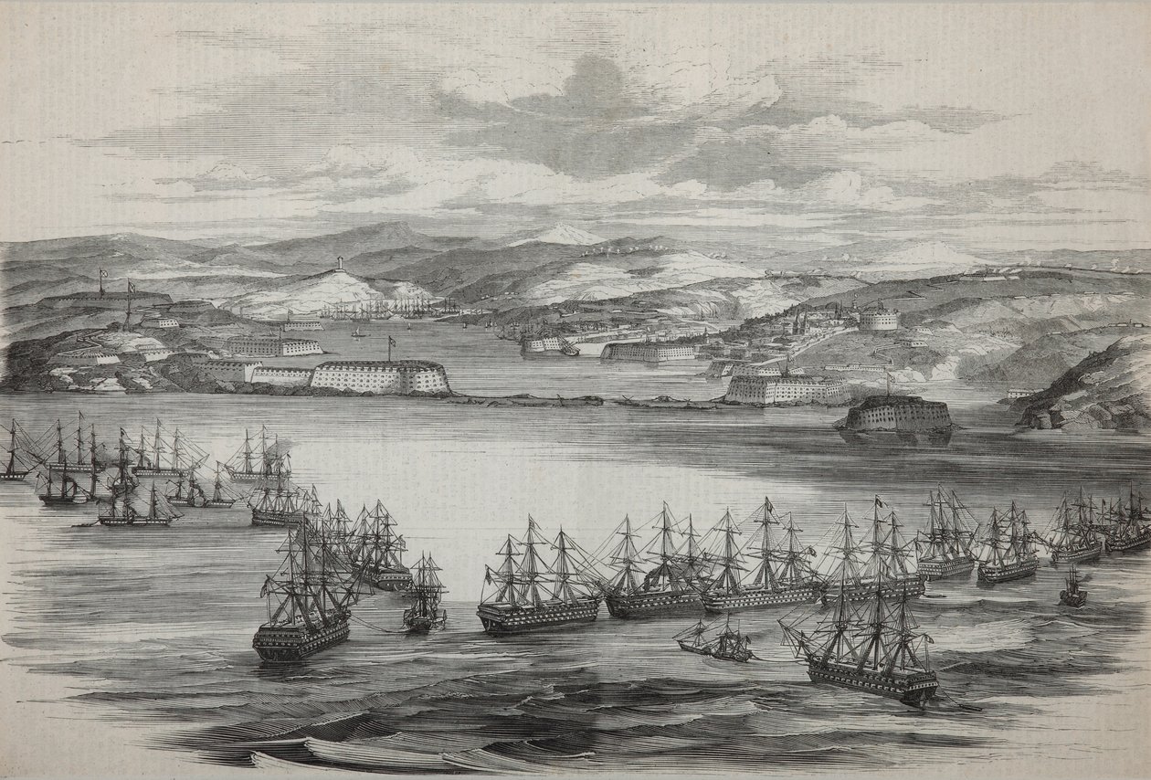 Den brittisk-franska skvadronen i Sevastopol, ca 1855 av Unbekannt