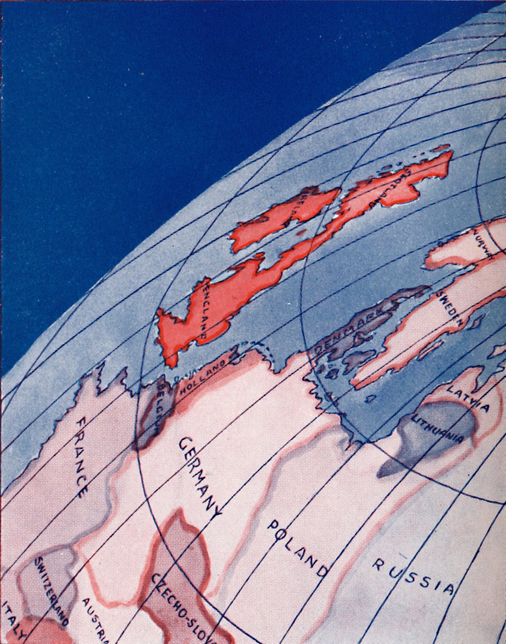 De brittiska öarna och norra Europa kl. 06.00 på midsommardagen 1935 av Unbekannt