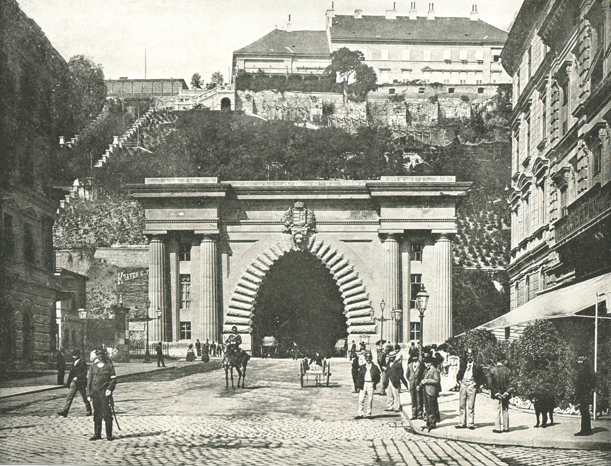 Budaslotttunneln, Budapest, Österrike-Ungern, 1895. av Unbekannt