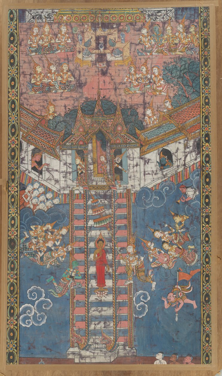 Buddha som stiger ned från Trayastrimsa-himlen vid Sankissa, 1800-talet. av Unbekannt