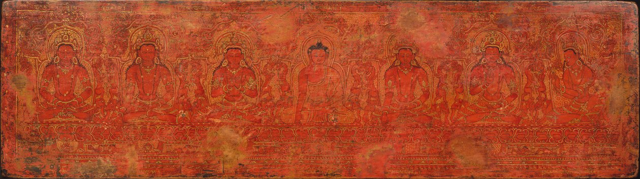 Buddha Shakyamuni, Five Past Buddhas och Maitreya, ca. 1400-talet. av Unbekannt