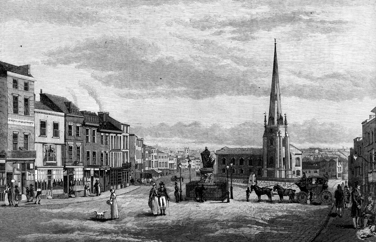 Tjurfäktningsarenan, med St Martins Church, Birmingham, 1812 1887 av Unbekannt
