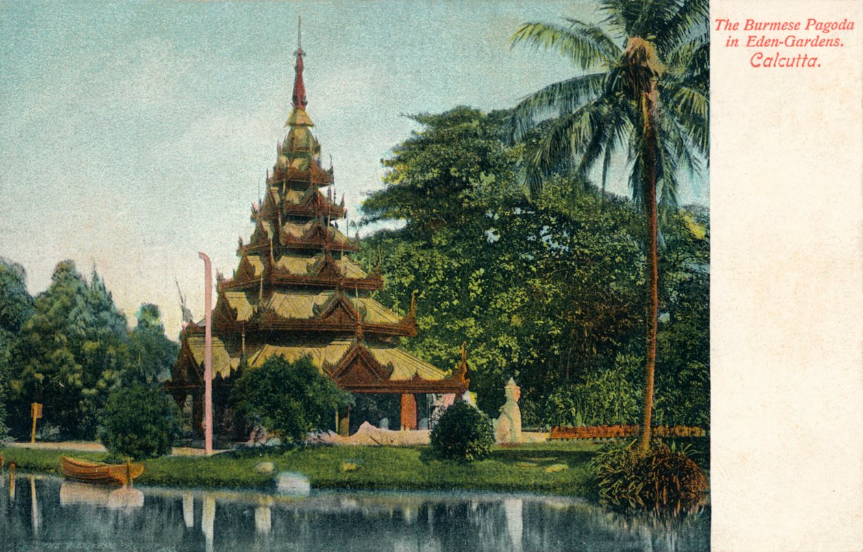 Den burmesiska pagoden i Eden-Gardens. Calcutta, c1900 av Unbekannt