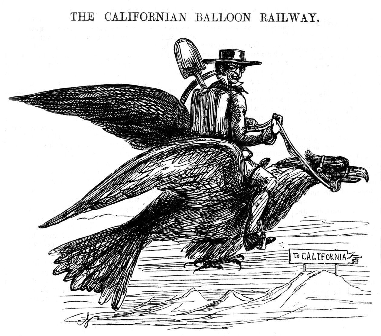 The Californian Balloon Railway, ett nytt sätt att resa till California Gold Rush, 1849 av Unbekannt