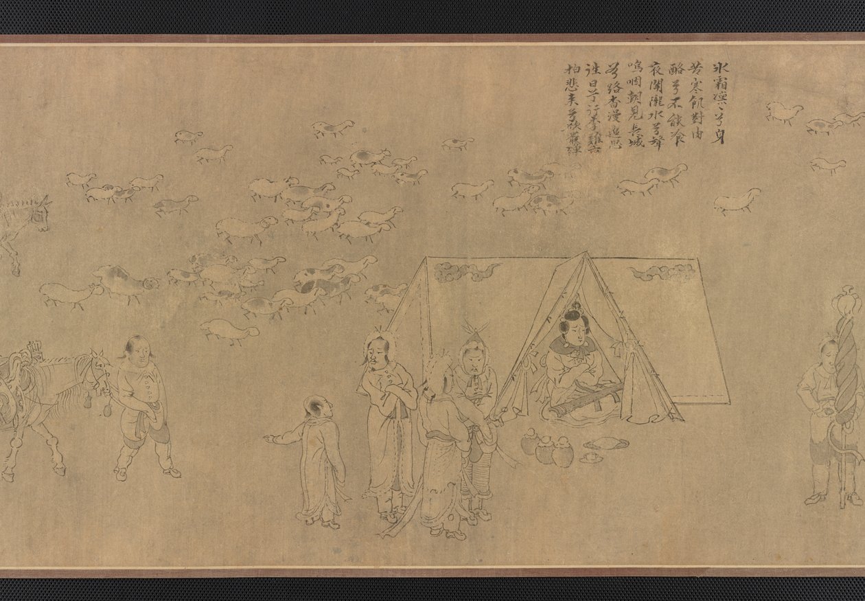 Cai Wenjis fångenskap, Mingdynastin, 1300-1400-talet. av Unbekannt