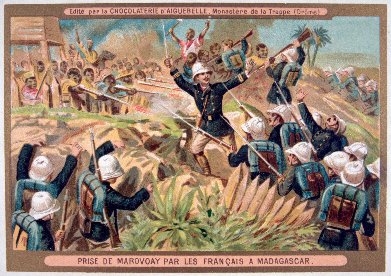 Fransmännens fångst av Marovoay, Madagaskar, 1800- och 1900-talet av Unbekannt
