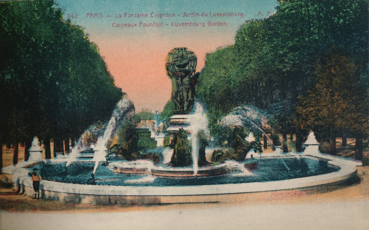 Carpeaux-fontänen - Luxembourgträdgården, Paris, c1920 av Unbekannt
