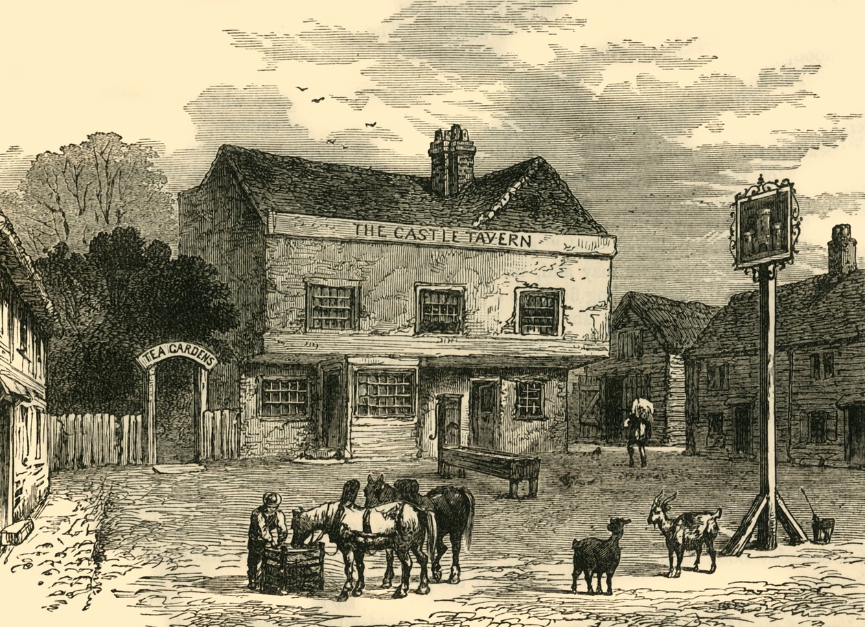 The Castle Tavern, Kentish Town Road, 1800, c1876. av Unbekannt