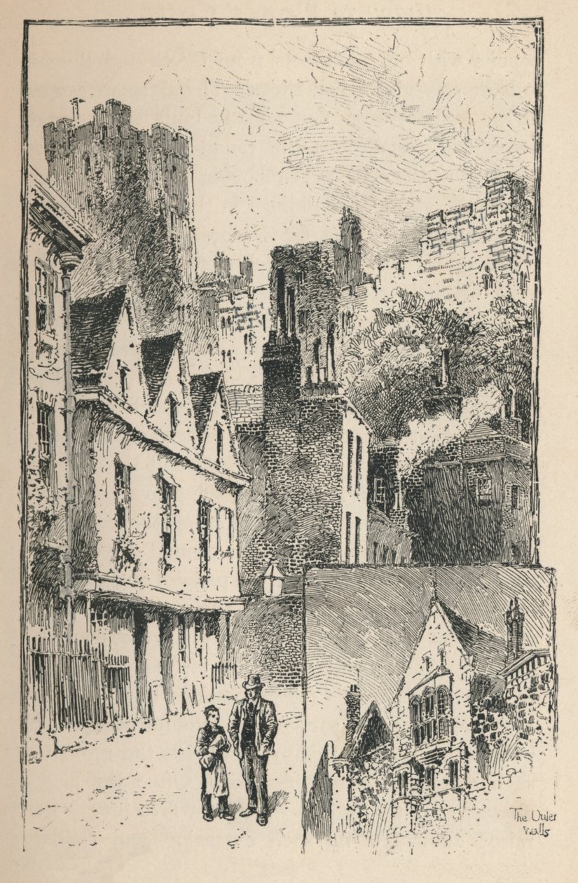 Slottet från Thames Street. En bit av ytterväggarna, 1895 av Unbekannt
