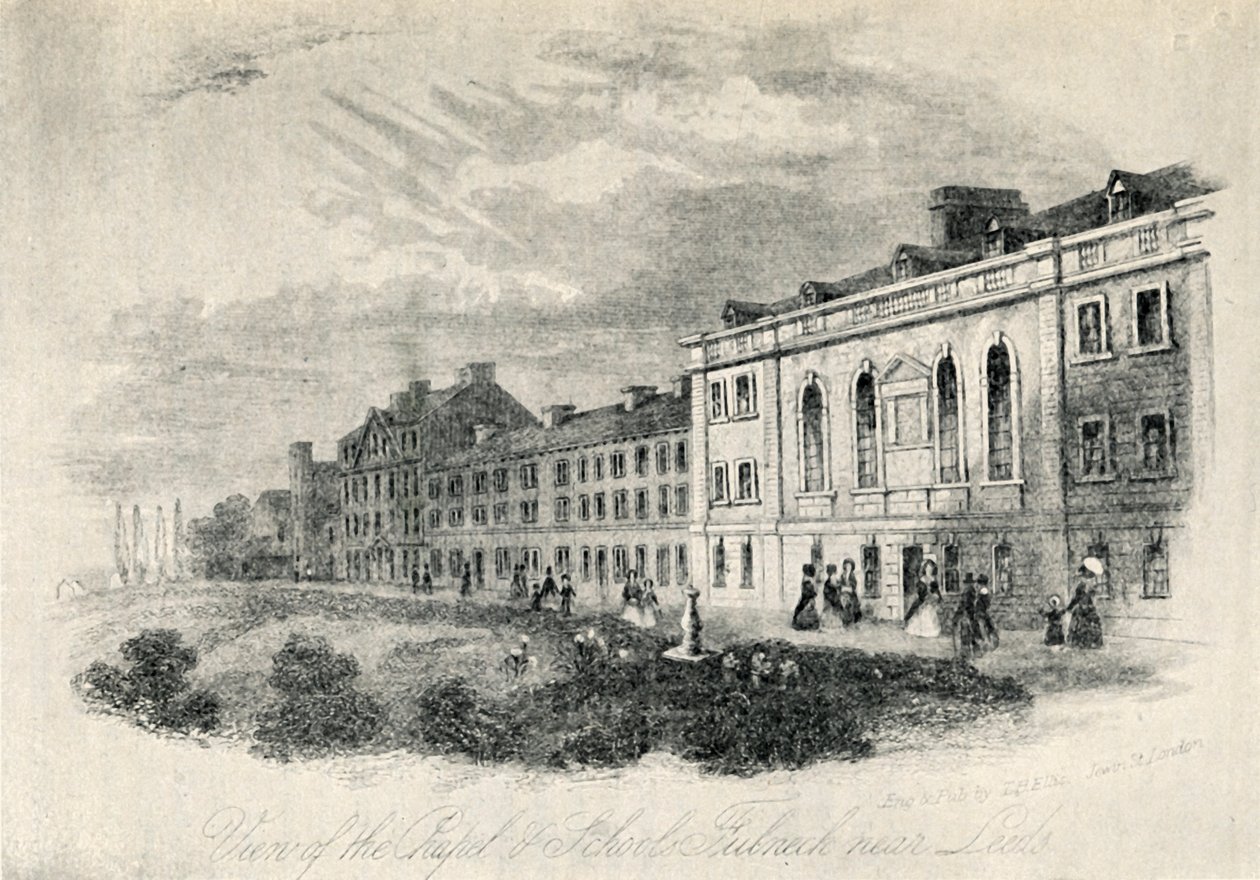 The Chapel and Schools, Fulneck nära Leeds, 1800-talet, 1947. av Unbekannt