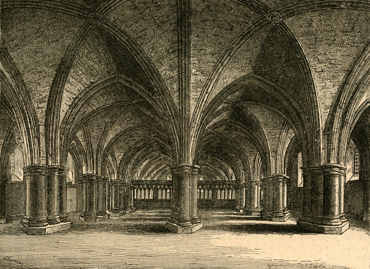 The Church of St. Faith, The Crypt of Old St. Pauls, från en vy av Hollar, 1897. av Unbekannt