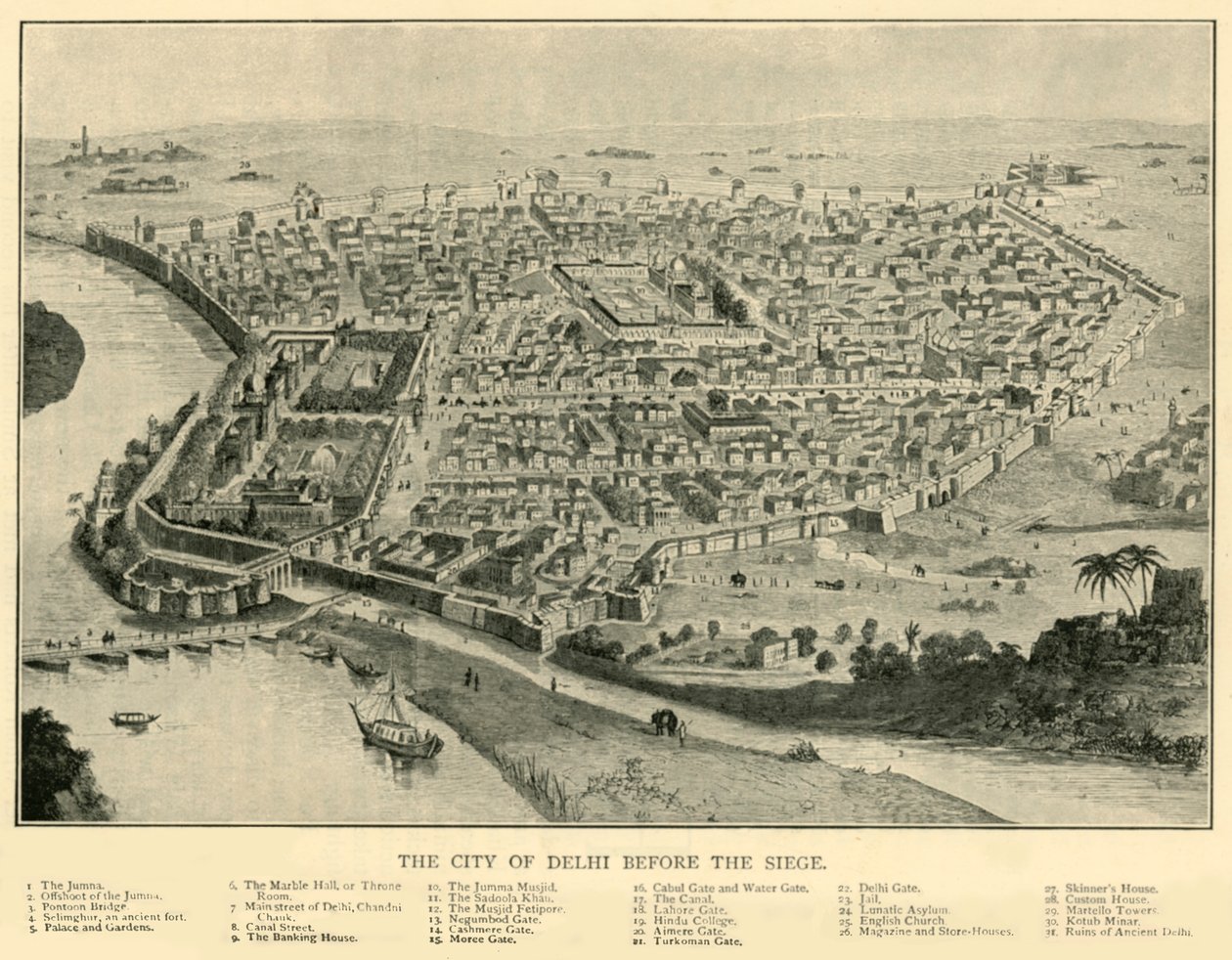 Staden Delhi före belägringen, 1901. av Unbekannt