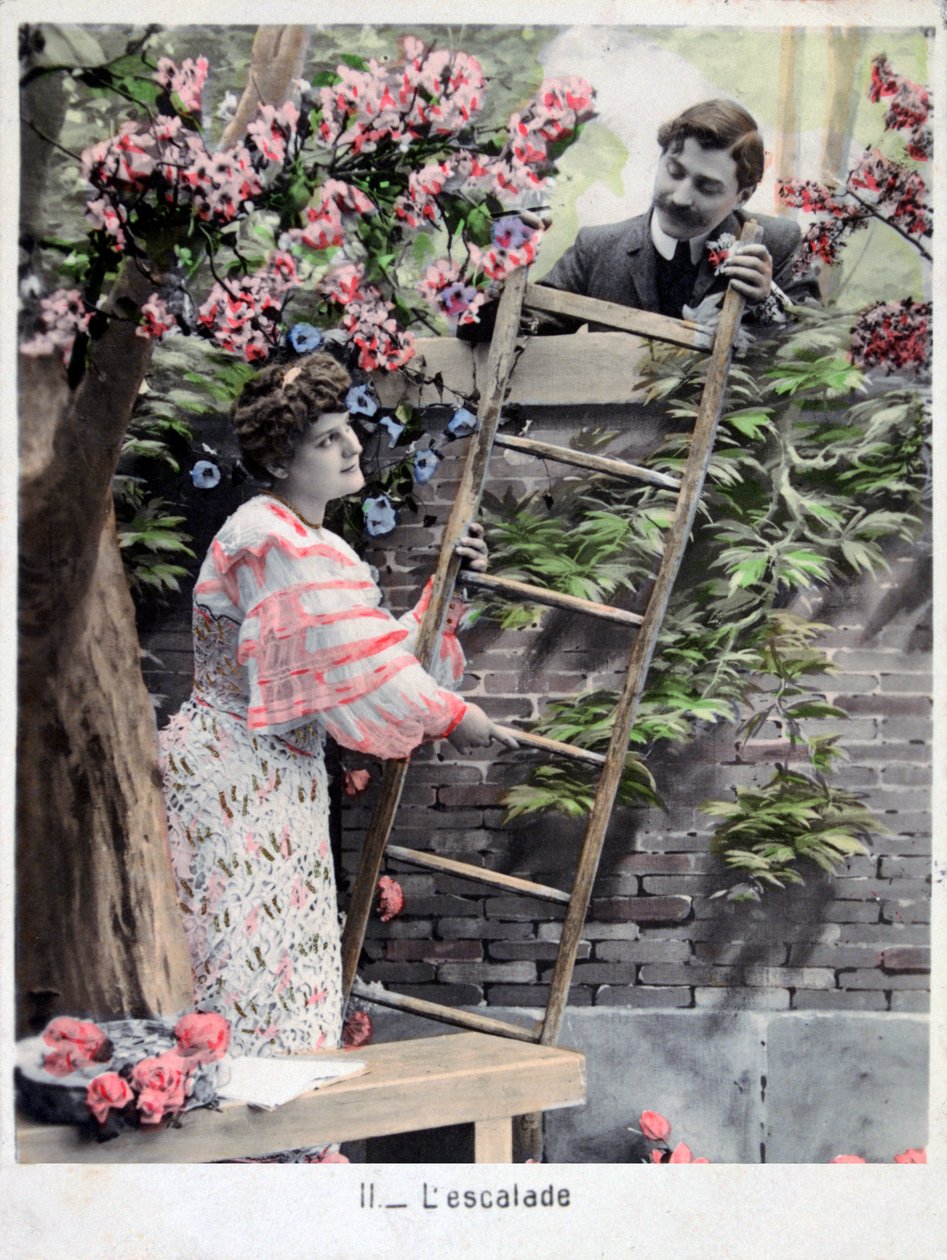 The Climbing, vintage franskt vykort, c1900 av Unbekannt