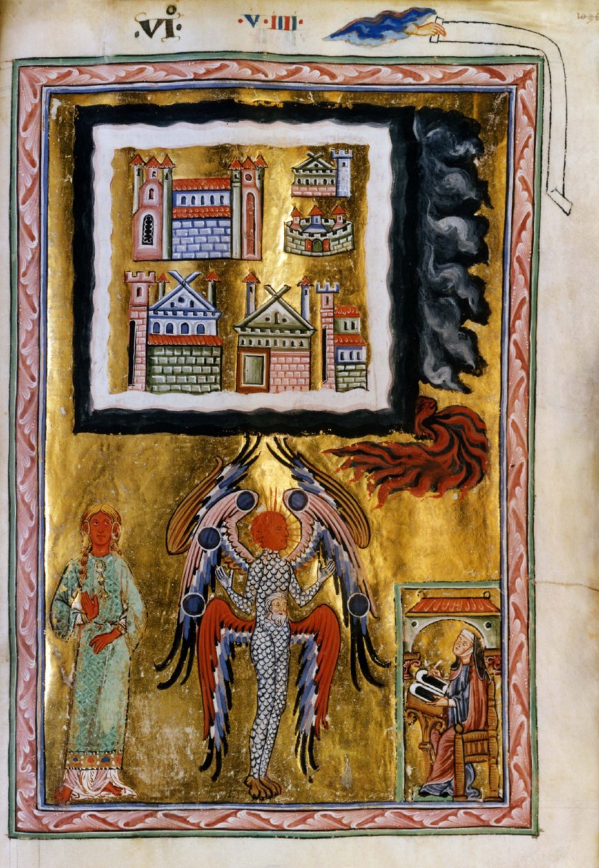 Fullbordandet av Cosmos Vision från Liber Divinorum Operum, ca 1220-1230 av Unbekannt