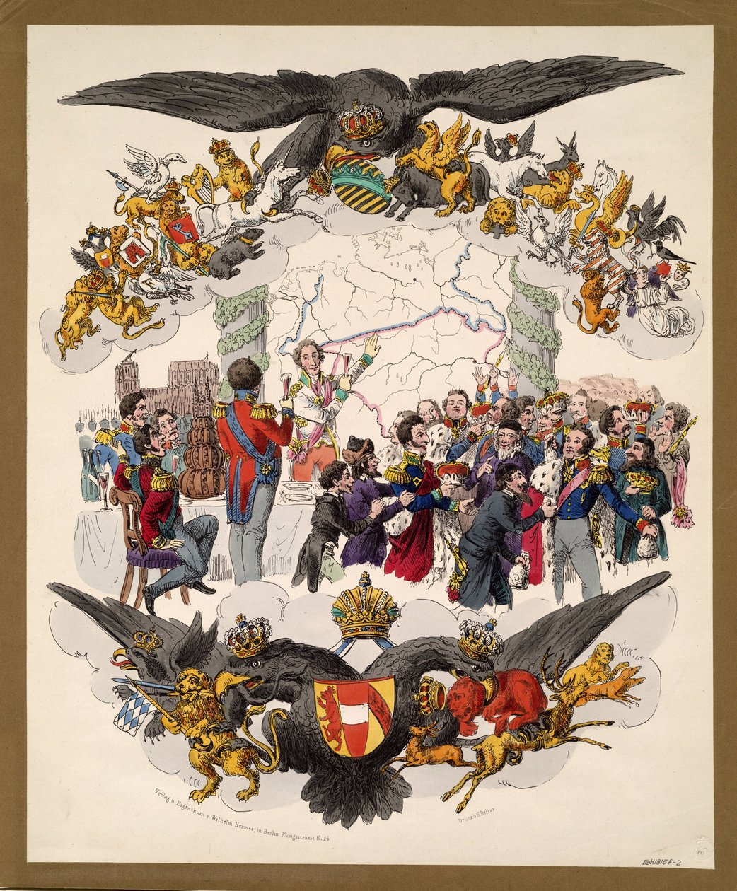 Wienerkongressen karikatyr, 1815 av Unbekannt