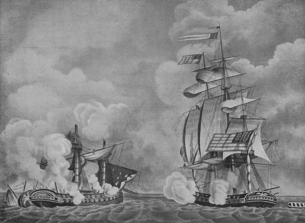 Konstitutionen och Guerriere, c1813 av Unbekannt