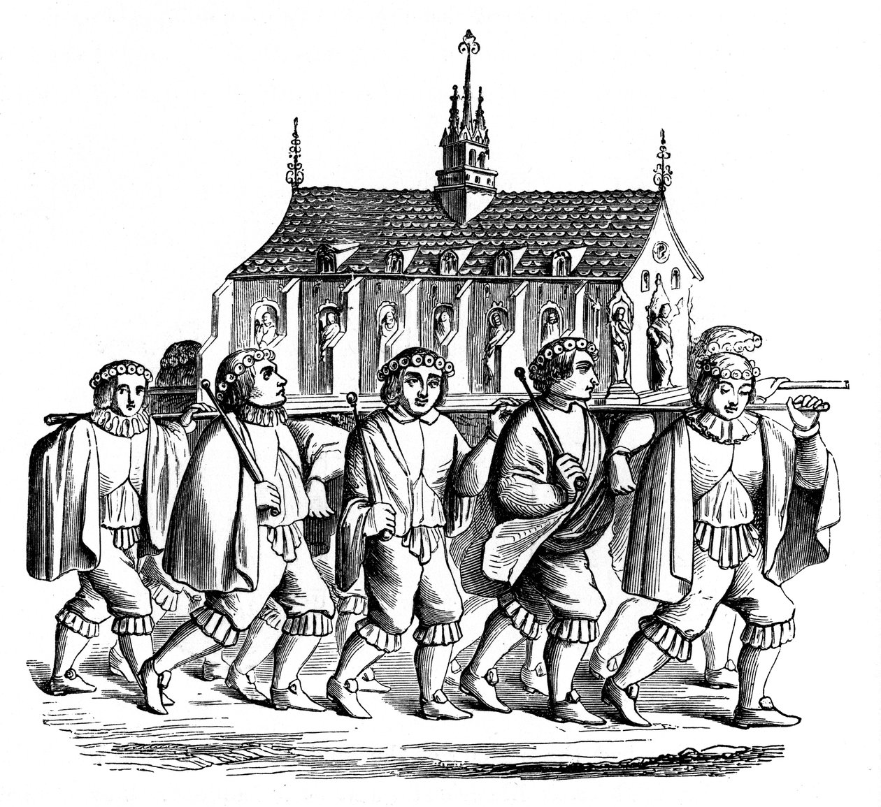 The Corporation of the Goldsmiths of Paris som bär helgedomen St Genevieve, 1600-talet, 1870 av Unbekannt