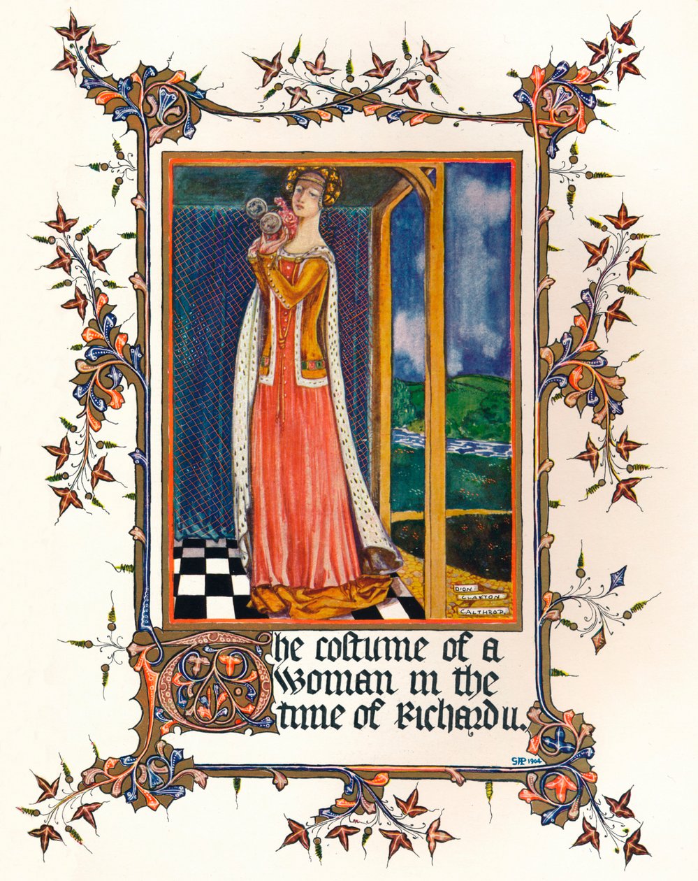 En kvinnas kostym på Richard II:s tid, c1300-talet, 1904 av Unbekannt
