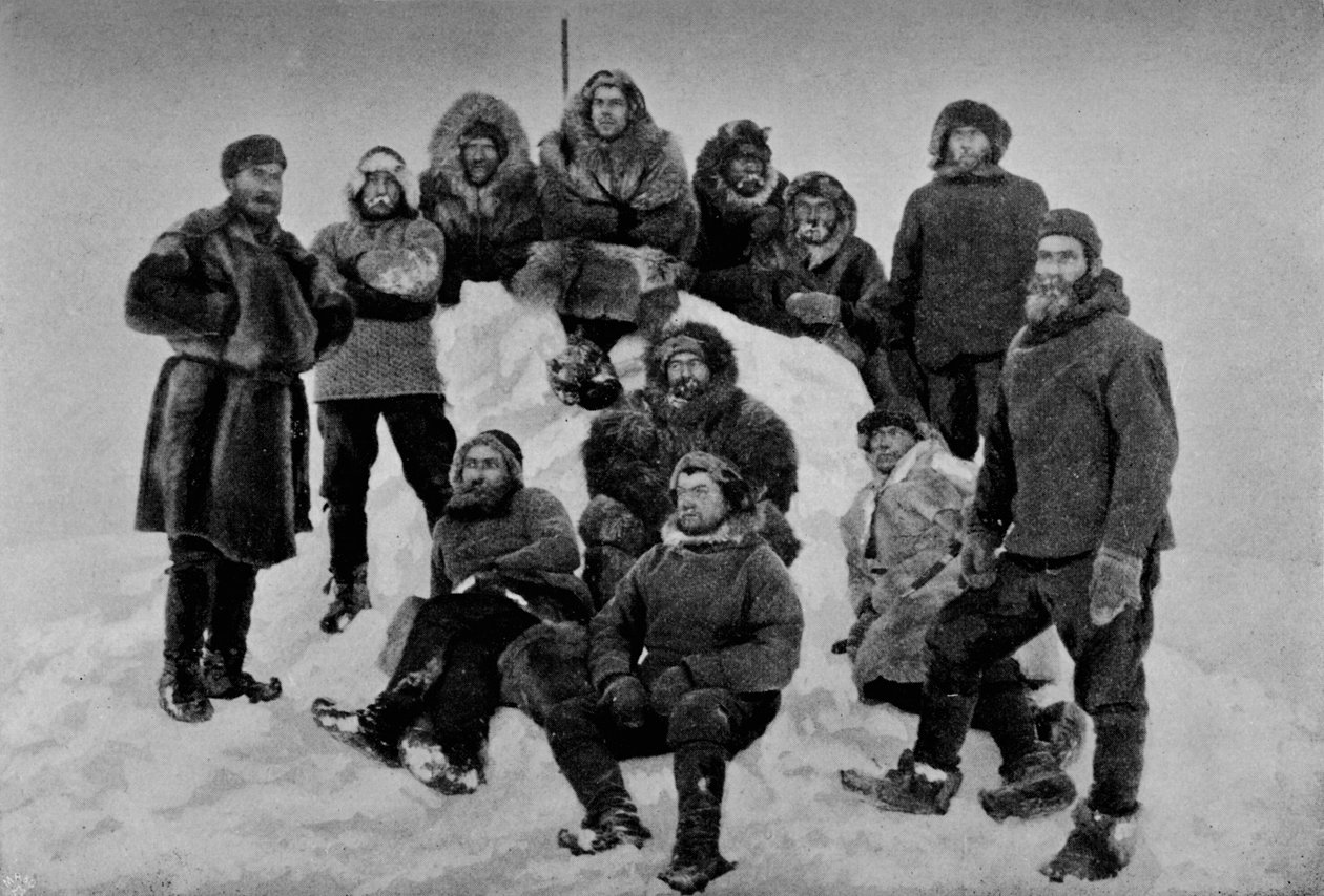 Besättningen på Fram efter deras andra vinter. Omkring 24 februari 1895, 1895 1897 av Unbekannt