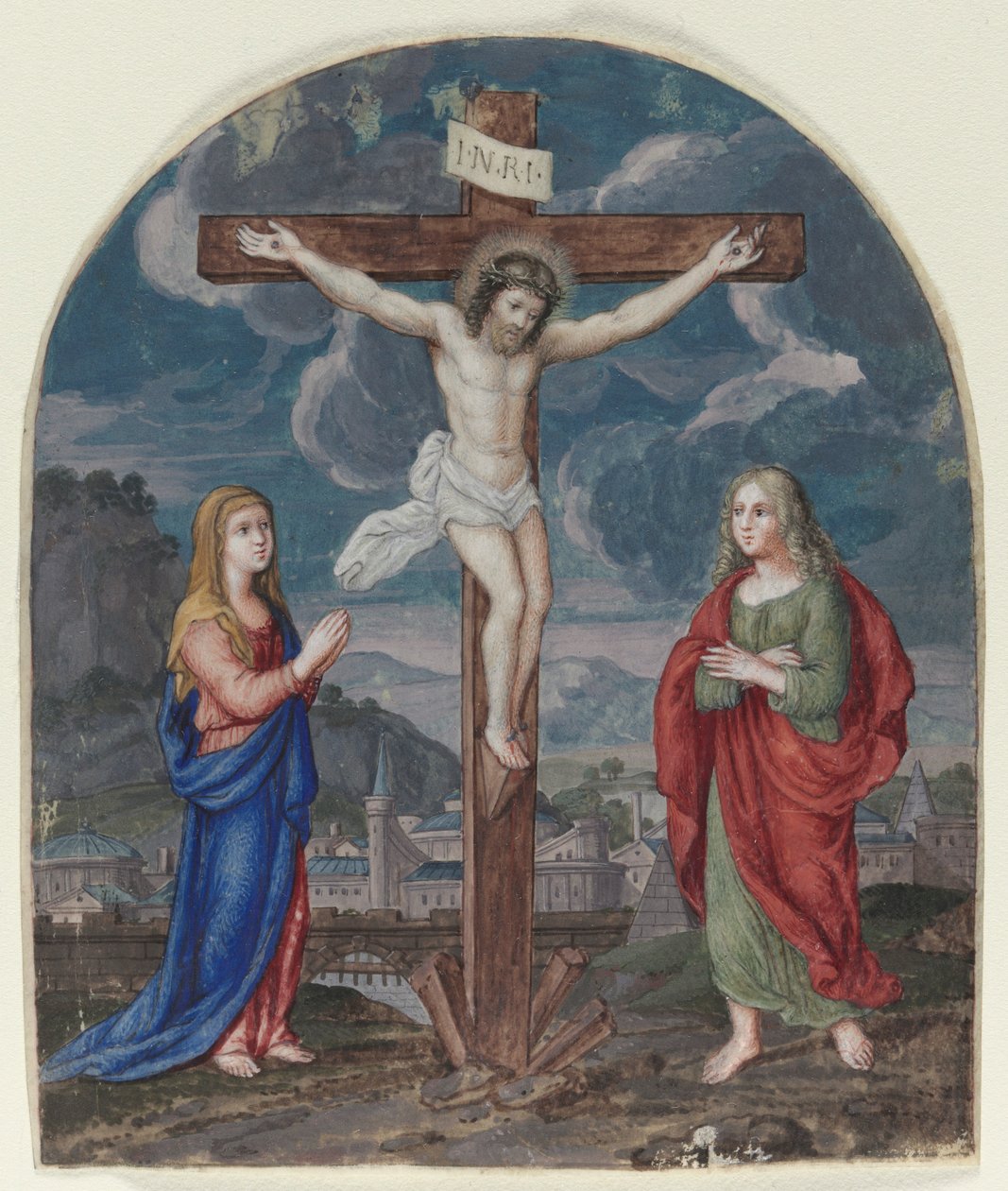 Korsfästelsen: Miniatyr utskuren ur en bönbok, ca. 1540-1550. av Unbekannt