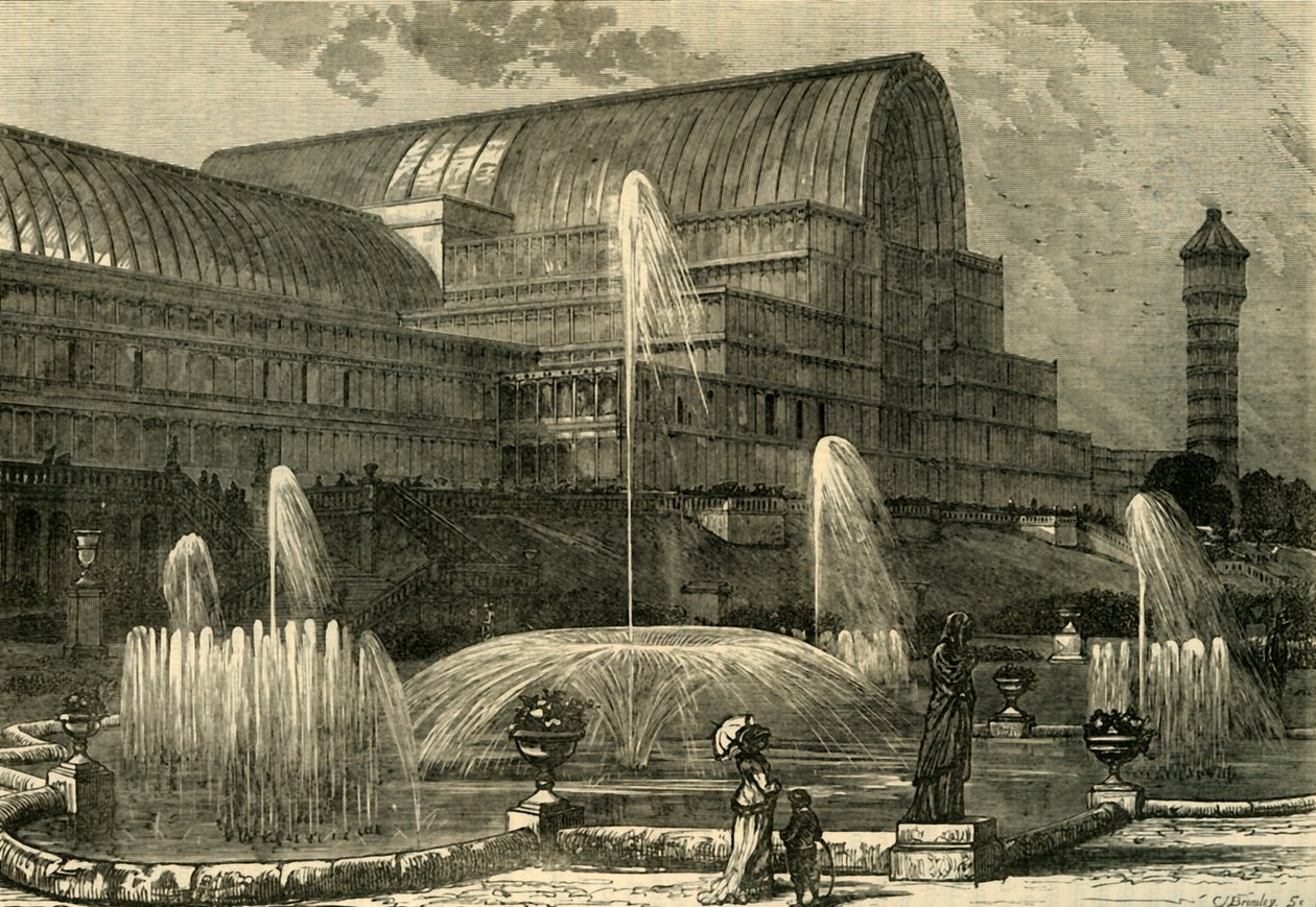 Kristallpalatset, från söder, c1878. av Unbekannt