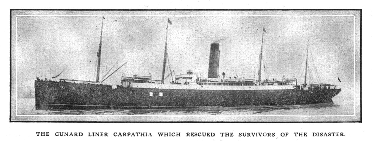 Cunard-linjen Carpathia som räddade de överlevande från katastrofen den 20 april 1912. av Unbekannt