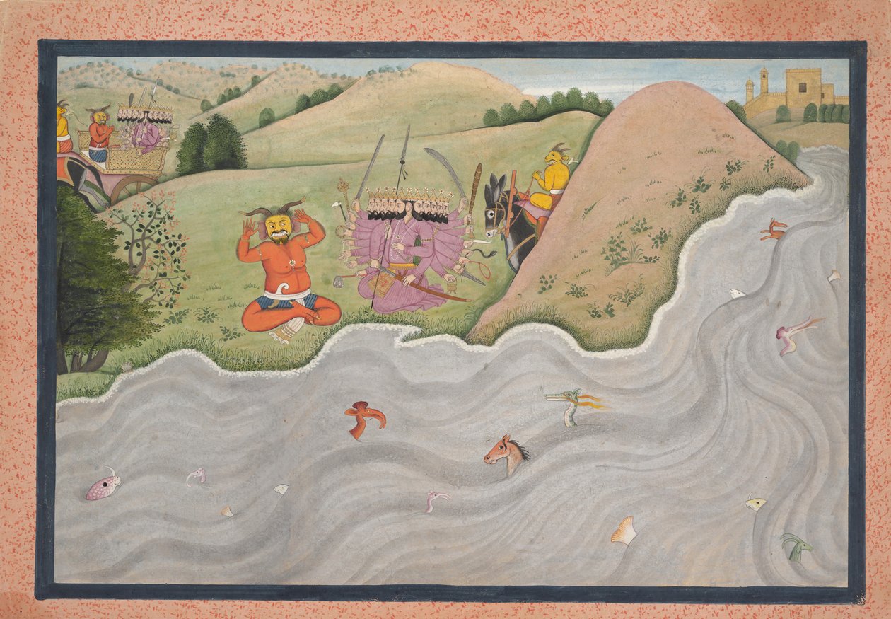 Demonen Marichi försöker avråda Ravana... från en spridd Ramayana-serie, ca. 1780. av Unbekannt