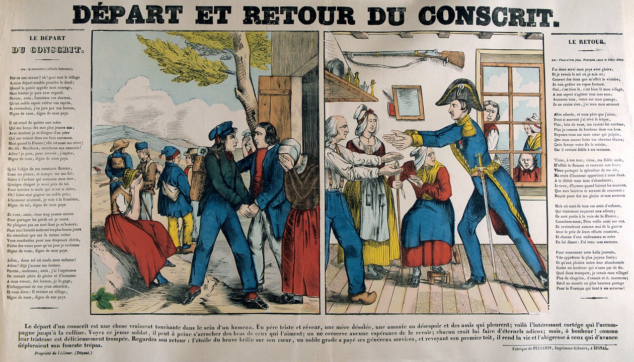Den värnpliktiges avgång och återkomst, 1800-talet av Unbekannt