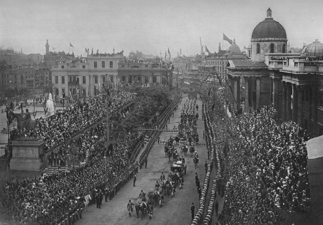 Diamantjubileet: Drottning Victorias vagn passerade National Gallery, London, 1897 1906 av Unbekannt
