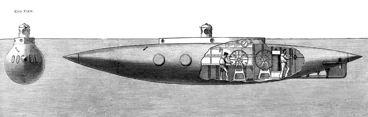 Den sjunkande och stigande ubåten Nautilus, 1887 av Unbekannt
