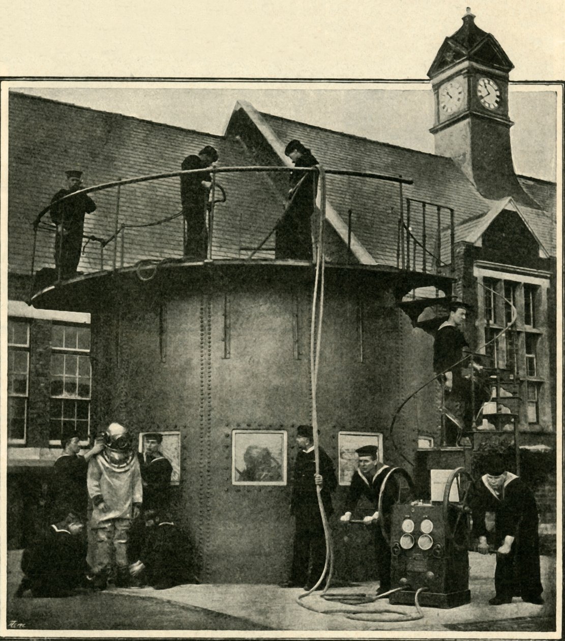 Dykartanken i Portsmouth där dykare utbildas, 1901. av Unbekannt
