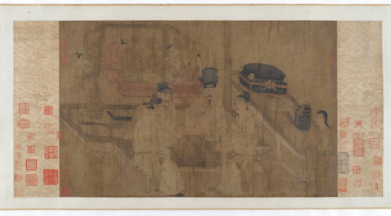 The Double Screen: Emperor Li Jing Watching his Brothers Play Weiqi, 1300-talet. av Unbekannt
