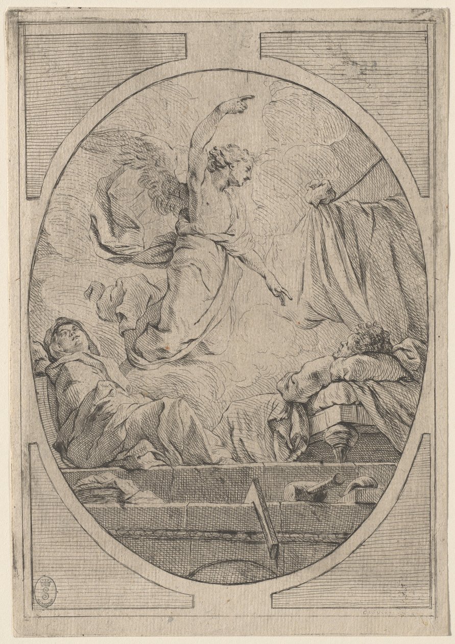 Drömmen om Saint Joseph, ca. 1730. av Unbekannt