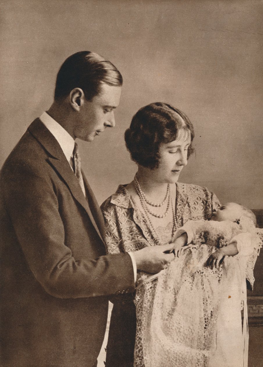 Hertigen och hertiginnan av York vid dopet av prinsessan Elizabeth, 1926 av Unbekannt