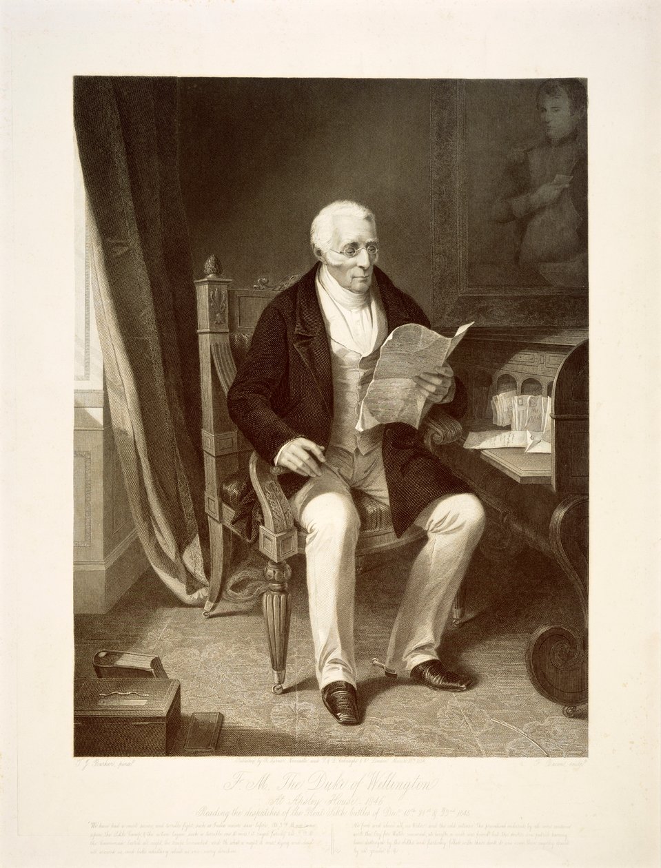 Hertigen av Wellington läser försändelser i sitt hem i Apsley House, London, 1846 av Unbekannt