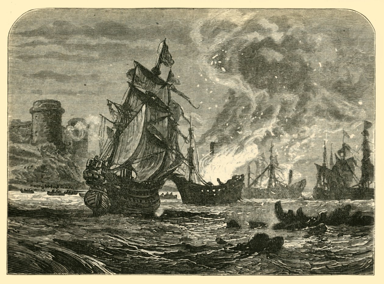Holländarna i Medway: De Ruyters attack mot Upnor Castle, 1667, 1890. av Unbekannt