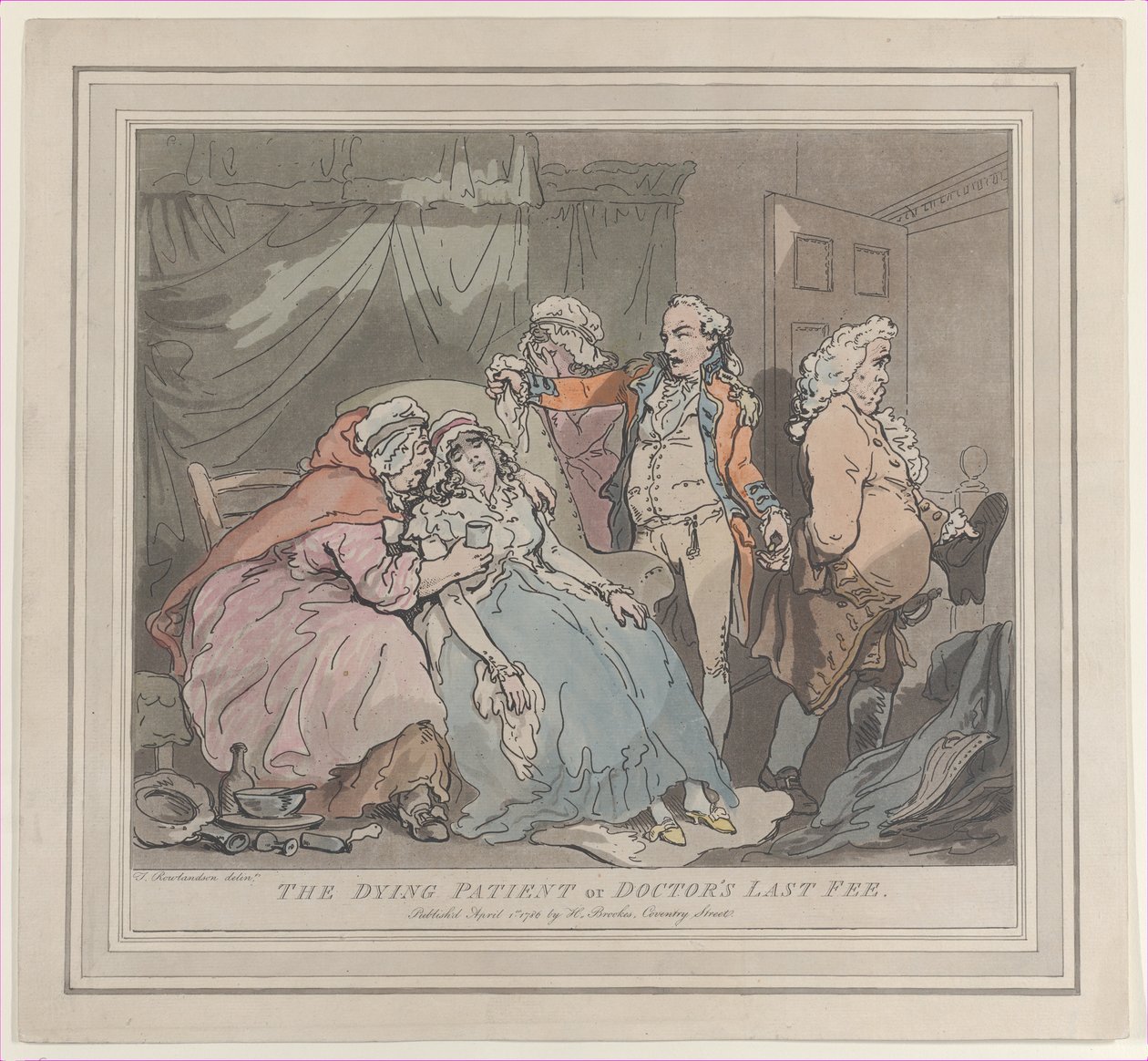 Den döende patienten, eller doktorns sista arvode, 1 april 1786., 1 april 1786. av Unbekannt