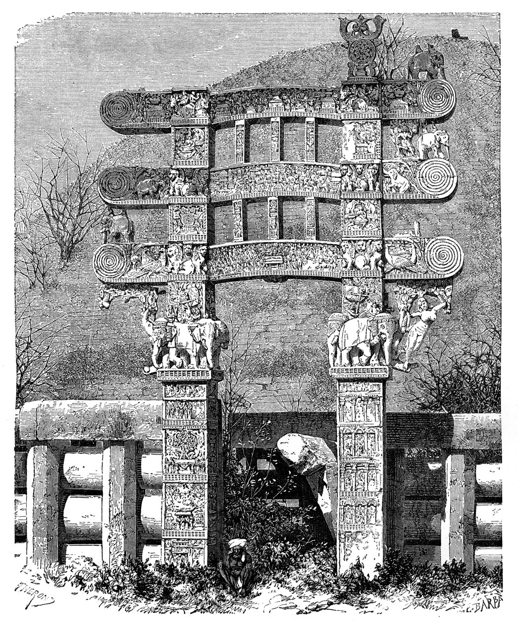 The East Gate of the Sanchi Tope, Indien, 1895 av Unbekannt