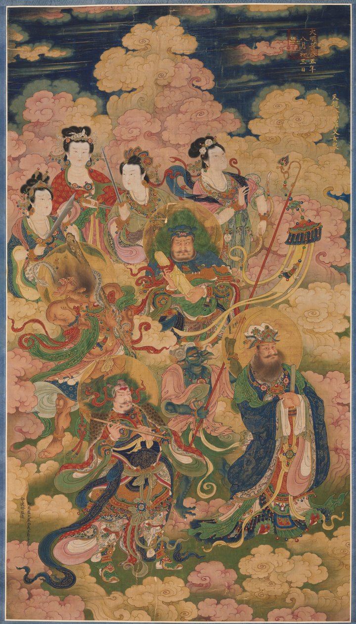 De åtta värdarna av Deva, Naga och Yakshi, 1454. av Unbekannt