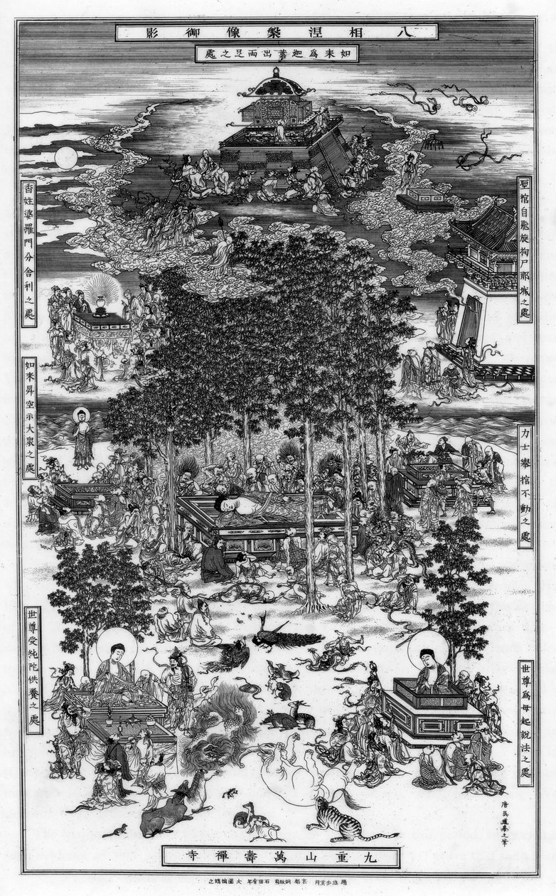 De åtta incidenterna i Nirvana i Sakyamuni, 1700-talet, 1886 av Unbekannt