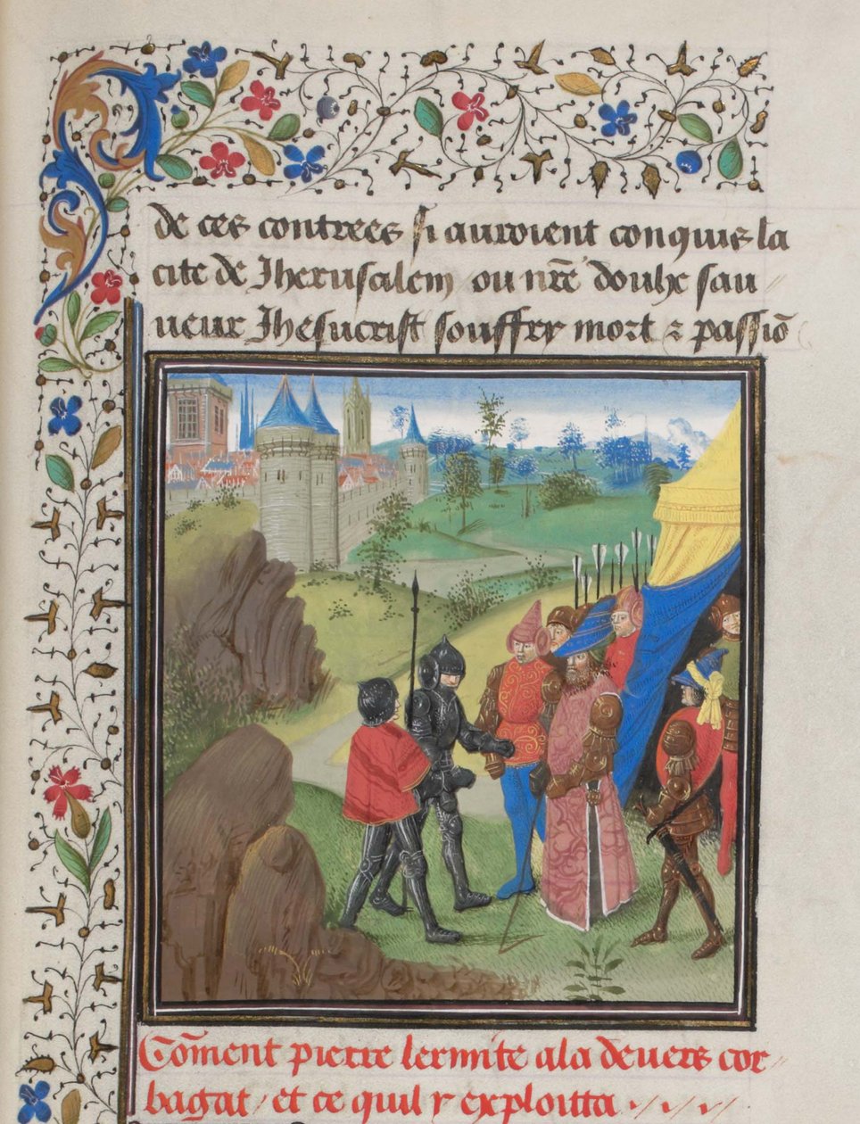 Peter Eremitens och Herluins ambassad till Kerbogha. Miniatyr från Historia av William av Tyrus, 1460-talet av Unbekannt