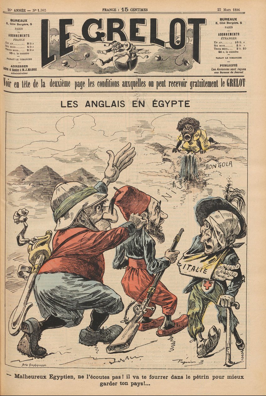Engelsmännen i Egypten. Karikatyr från Le Grelot, 22 mars 1896, 1896. av Unbekannt