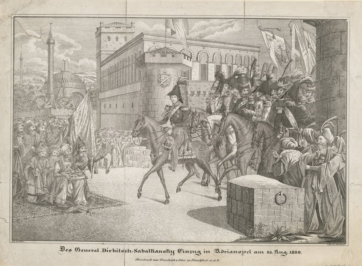 Graf Ivan Ivanovich Diebitsch-Zabalkanskys intåg i Adrianopel, 1829 av Unbekannt